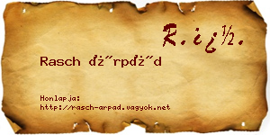 Rasch Árpád névjegykártya